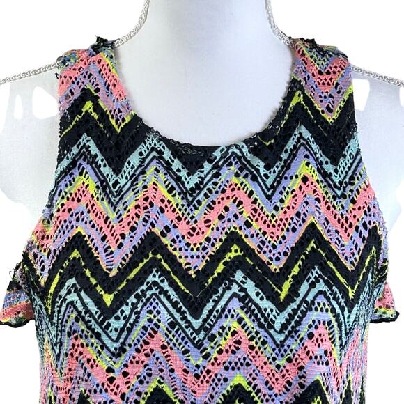 Ava & Yelly Crochet Mini Dress Teen Size 14 Multi Color Geometric Pattern Tunic - Picture 3 of 10